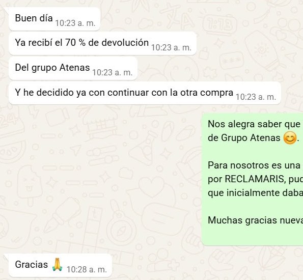 Fragmento anonimizado de testimonio de cliente