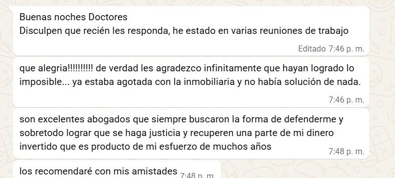 Fragmento anonimizado de testimonio de cliente